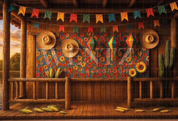 Fundo Fotográfico em Tecido Cenário Festa Junina / Backdrop 6982