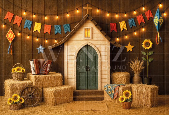Fundo Fotográfico em Tecido Cenário Festa Junina / Backdrop 7005