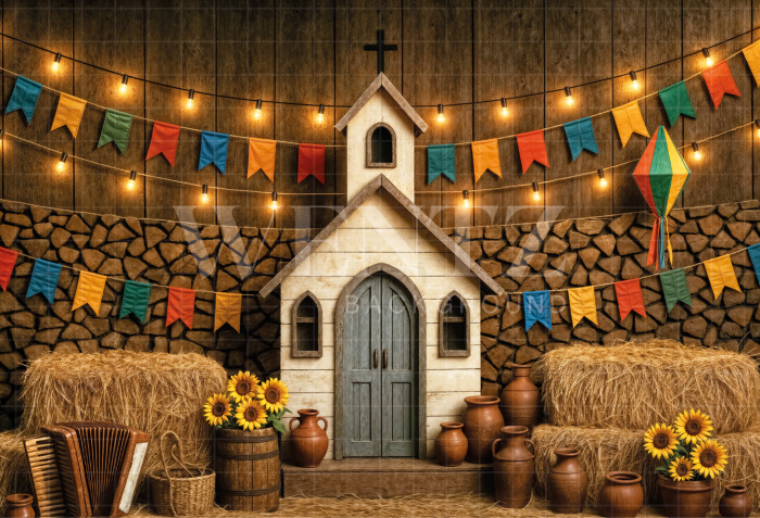 Fundo Fotográfico em Tecido Cenário Festa Junina / Backdrop 7007