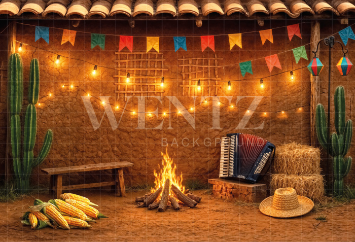 Fundo Fotográfico em Tecido Cenário Festa Junina / Backdrop 7009