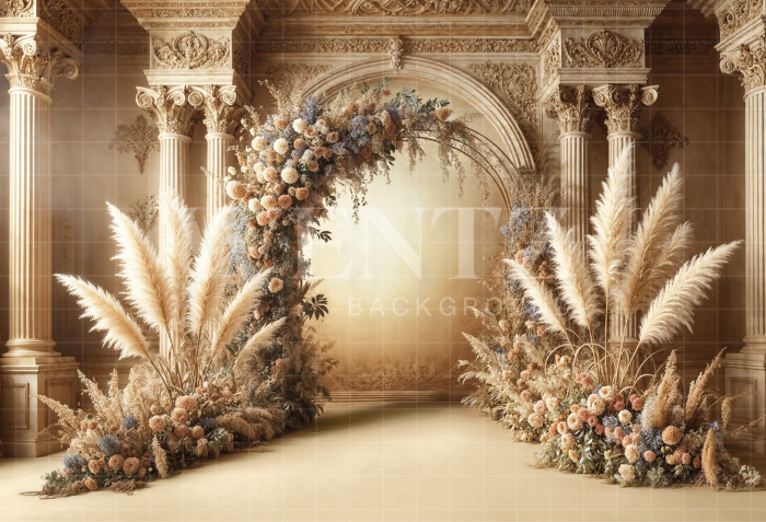 Fundo Fotográfico em Tecido Dia das Mães Arco com Flores / Backdrop 6841