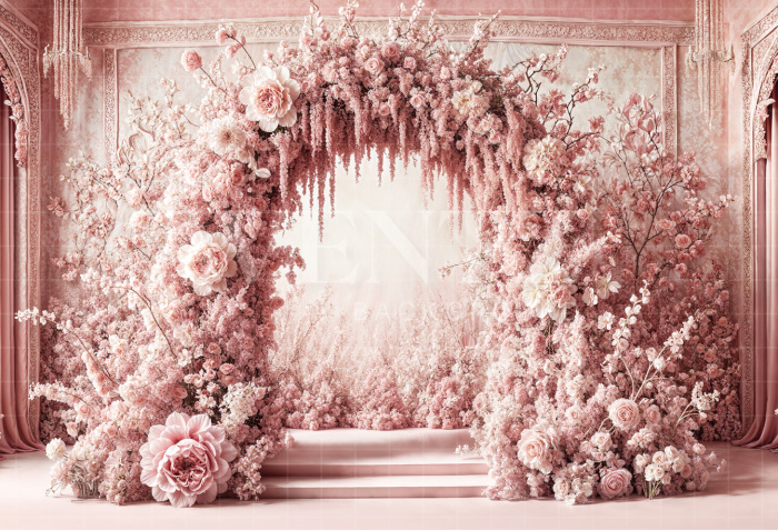 Fundo Fotográfico em Tecido Dia das Mães Arco Floral / Backdrop 6857