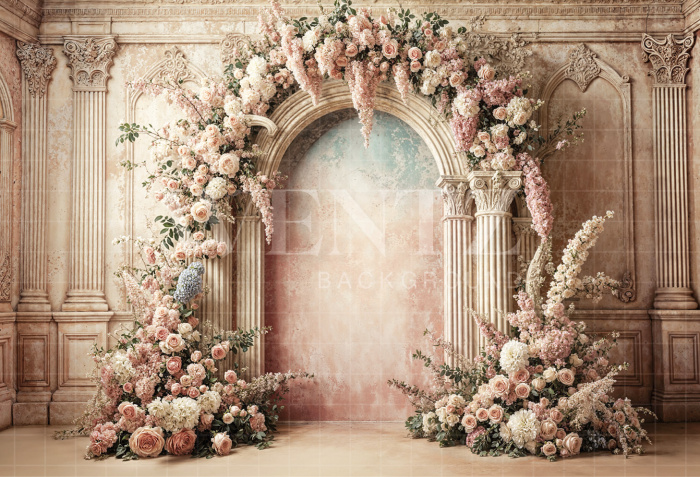 Fundo Fotográfico em Tecido Dia das Mães Arco Floral / Backdrop 6874