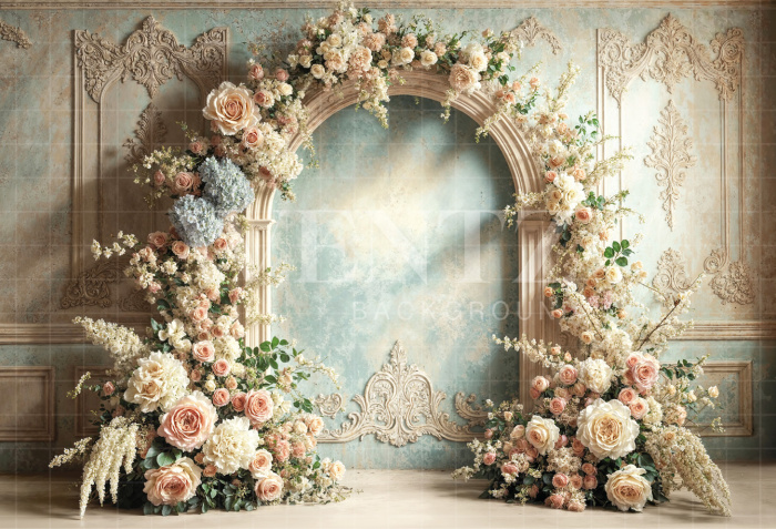 Fundo Fotográfico em Tecido Dia das Mães Arco Floral / Backdrop 6877