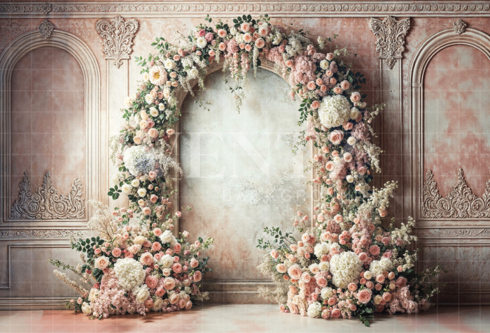Fundo Fotográfico em Tecido Dia das Mães Arco Floral / Backdrop 6879