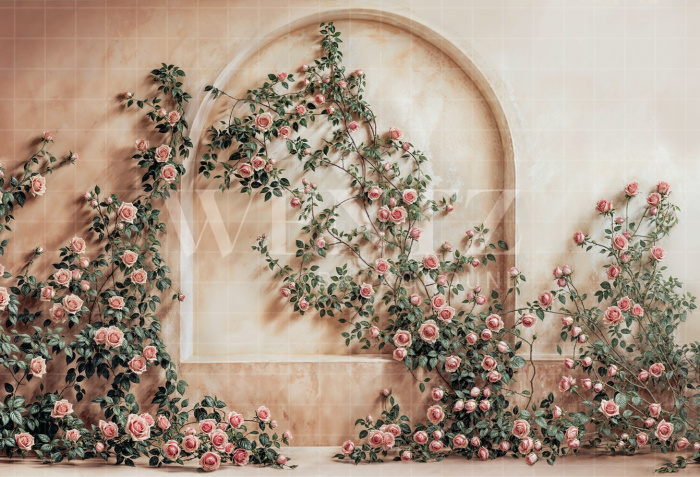 Fundo Fotográfico em Tecido Dia das Mães Arco com Flores / Backdrop 6853