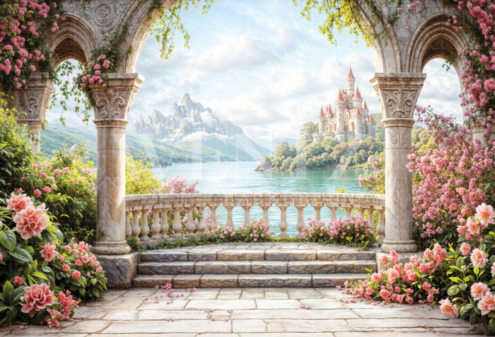 Fundo Fotográfico em Tecido Dia das Mães Jardim Encantado / Backdrop 6892