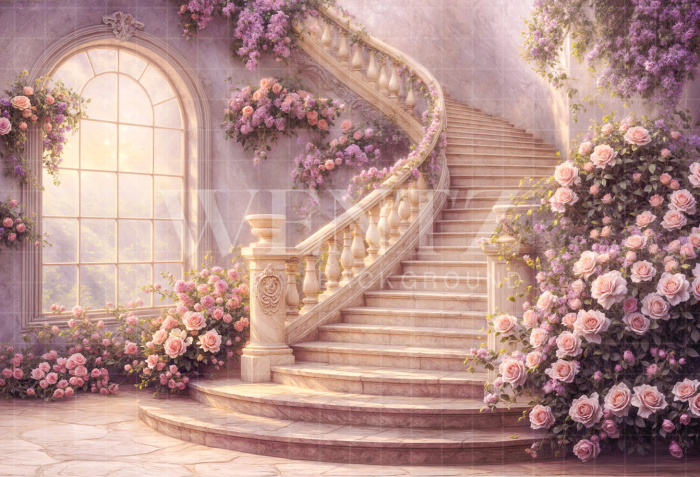 Fundo Fotográfico em Tecido Dia das Mães Escadaria Florida / Backdrop 6898