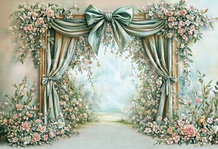 Fundo Fotográfico em Tecido Dia das Mães Arco Floral / Backdrop 6930