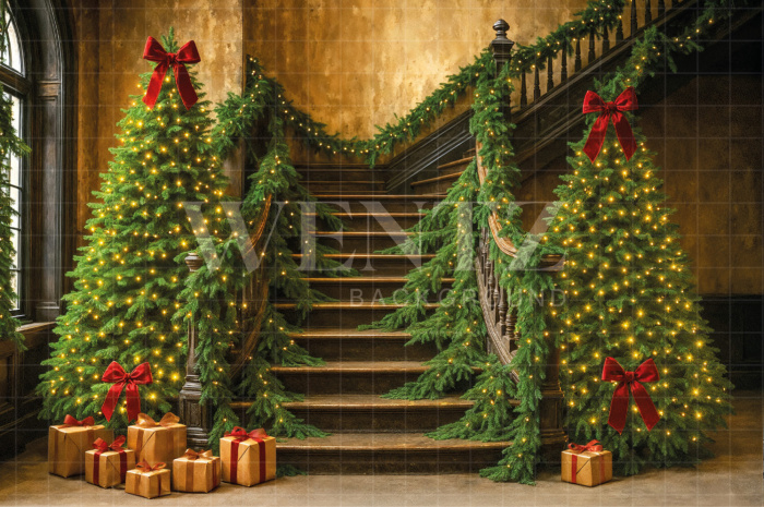 Fundo Fotográfico em Tecido Escadaria de Natal / Backdrop 7514