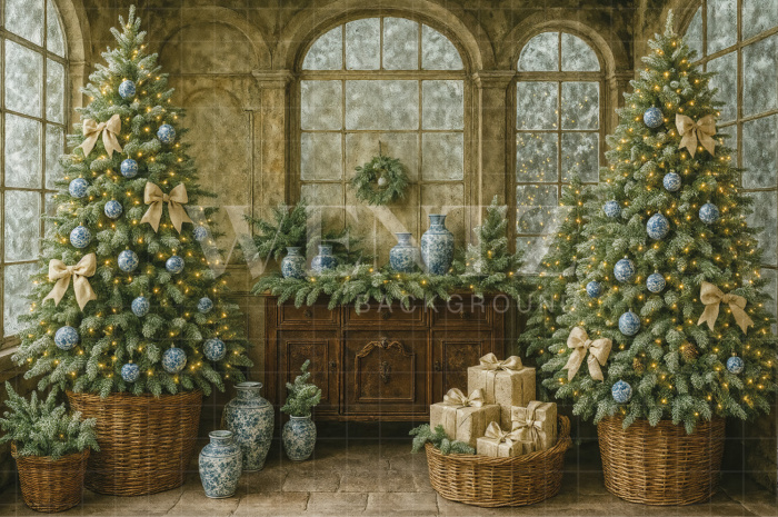 Fundo Fotográfico em Tecido Sala com Janela Natal / Backdrop 7521