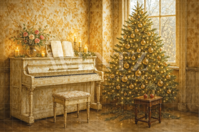 Fundo Fotográfico em Tecido Piano de Natal 7522