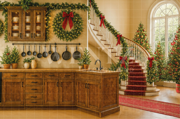 Fundo Fotográfico em Tecido Cozinha de Natal / Backdrop 7551