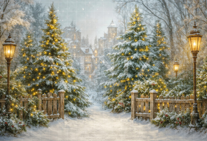 Fundo Fotográfico em Tecido Natal Pinheiros / Backdrop 7382