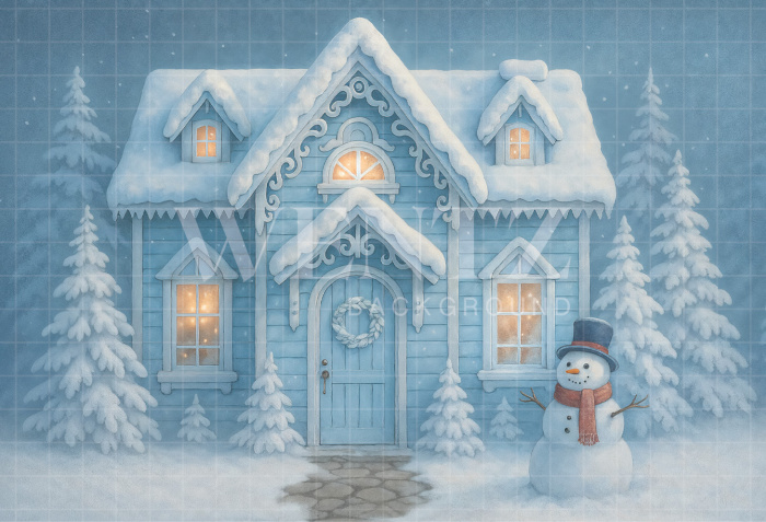 Fundo Fotográfico em Tecido Casinha Natal / Backdrop 7384