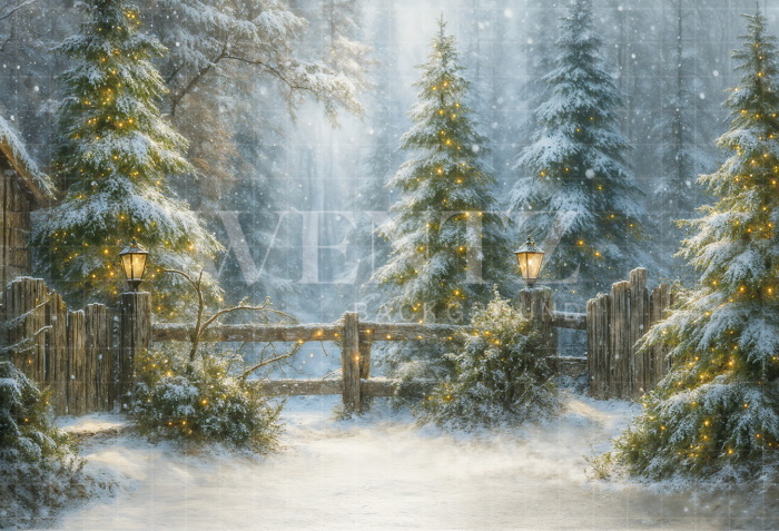 Fundo Fotográfico em Tecido Natal Pinheiros / Backdrop 7385