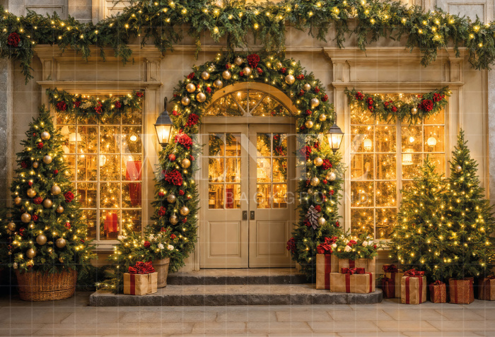 Fundo Fotográfico em Tecido Loja de Presentes de Natal / Backdrop  7388