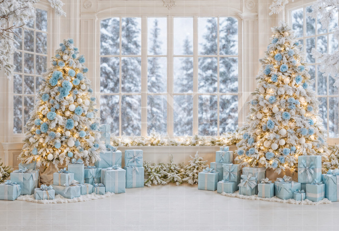 Fundo Fotográfico em Tecido Sala com Janela Natal / Backdrop 7395