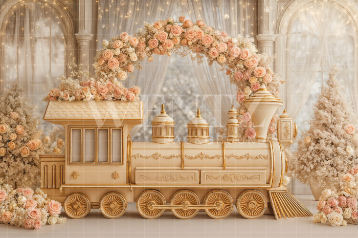 Fundo Fotográfico em Tecido Trem de Natal / Backdrop 7400