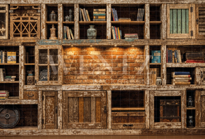 Fundo Fotográfico em Tecido Estante de Livros Dia dos Pais / Backdrop 7276