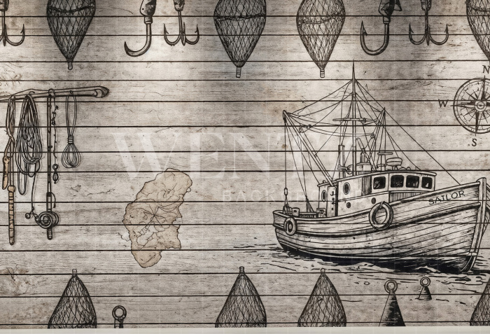 Fundo Fotográfico em Tecido Pescador Dia dos Pais / Backdrop 7279