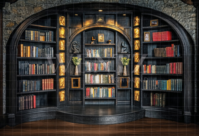 Fundo Fotográfico em Tecido Estante de Livros Dia dos Pais / Backdrop 7284