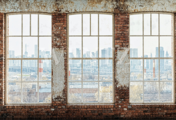 Fundo Fotográfico em Tecido Parede de Tijolos com Janelas Dia dos Pais / Backdrop 7316