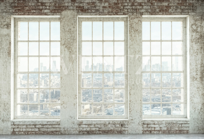 Fundo Fotográfico em Tecido Parede de Tijolos com Janelas Dia dos Pais / Backdrop 7319
