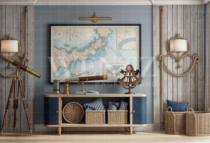 Fundo Fotográfico em Tecido Sala de Mapa Dia dos Pais / Backdrop 7258