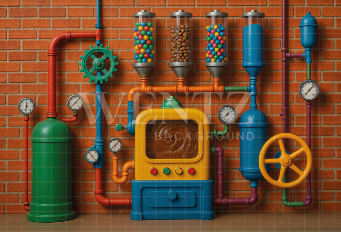 Fundo Fotográfico em Tecido Fábrica de Chocolate de Páscoa / Backdrop 7994