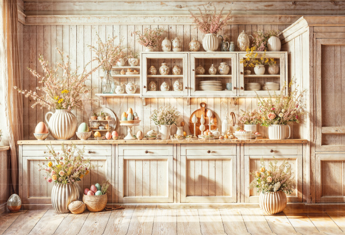 Fundo Fotográfico em Tecido Cozinha de Páscoa / Backdrop 6678