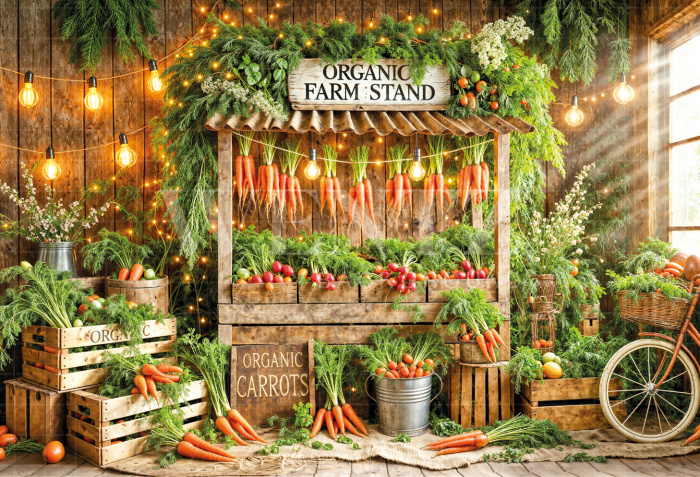 Fundo Fotográfico em Tecido de Páscoa Barraca de Cenoura / Backdrop 6684