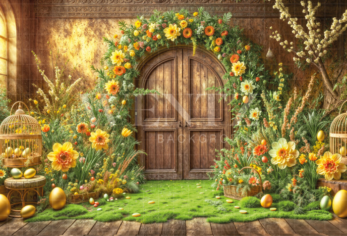 Fundo Fotográfico em Tecido Fachada de Páscoa / Backdrop 6688