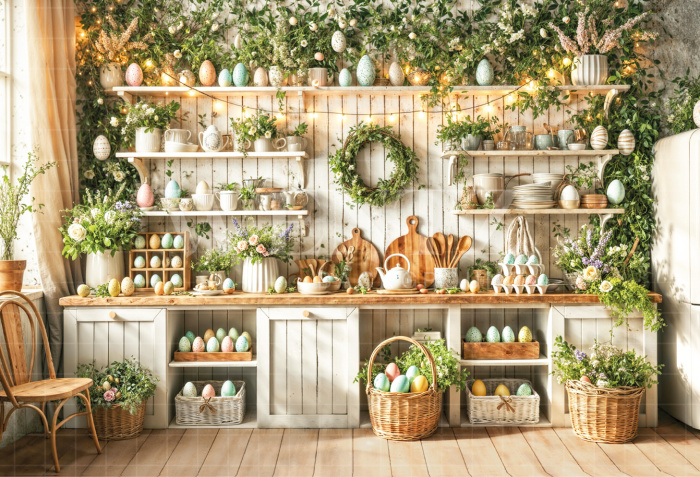 Fundo Fotográfico em Tecido Cozinha de Páscoa / Backdrop 6713