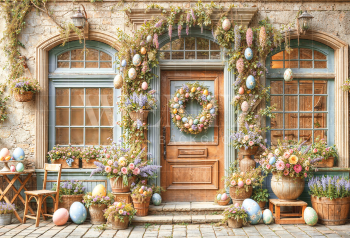 Fundo Fotográfico em Tecido Fachada de Páscoa / Backdrop 6716