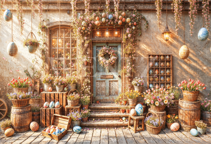 Fundo Fotográfico em Tecido Fachada de Páscoa / Backdrop 6720