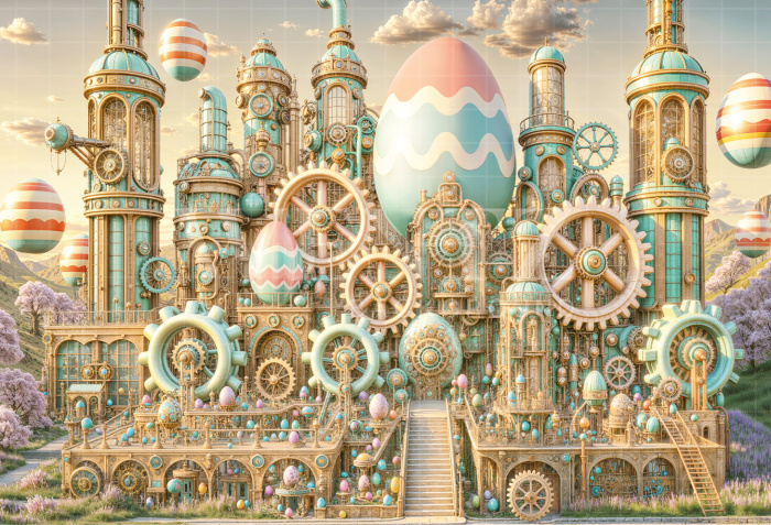 Fundo Fotográfico em Tecido Fábrica de Ovos de Páscoa / Backdrop 6726