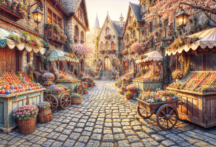 Fundo Fotográfico em Tecido Vila de Páscoa / Backdrop 6737