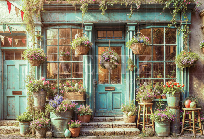 Fundo Fotográfico em Tecido Fachada de Páscoa / Backdrop 6715