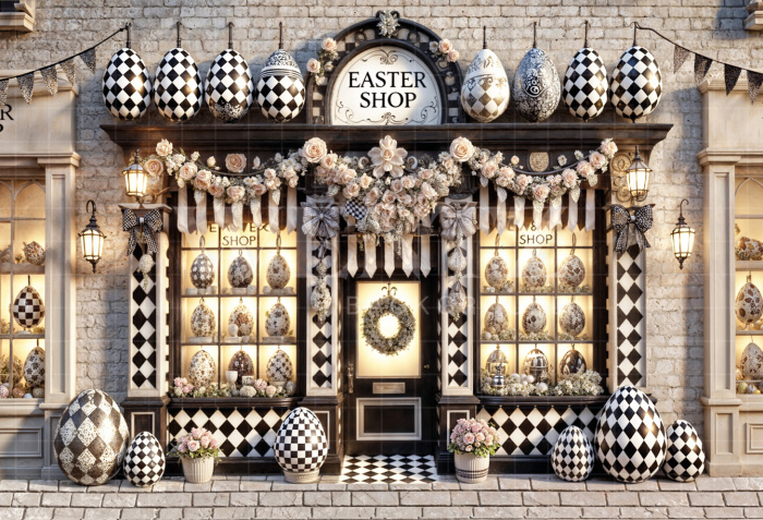 Fundo Fotográfico em Tecido Loja de Páscoa / Backdrop 6744