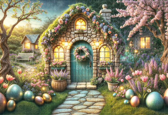 Fundo Fotográfico em Tecido Casa de Páscoa / Backdrop 6769