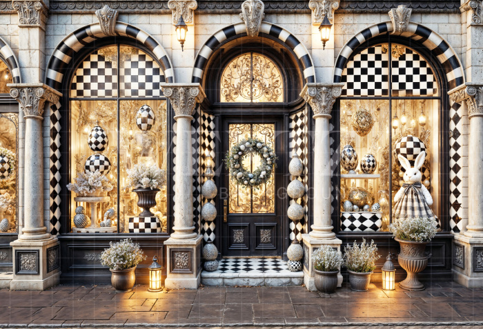 Fundo Fotográfico em Tecido Fachada de Páscoa / Backdrop 6771