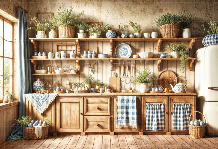 Fundo Fotográfico em Tecido Cozinha de Páscoa / Backdrop 6775