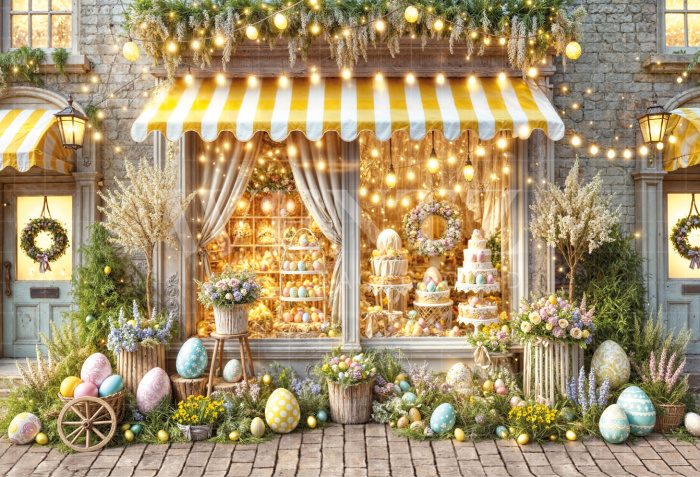 Fundo Fotográfico em Tecido Loja de Bolos de Páscoa / Backdrop 6779