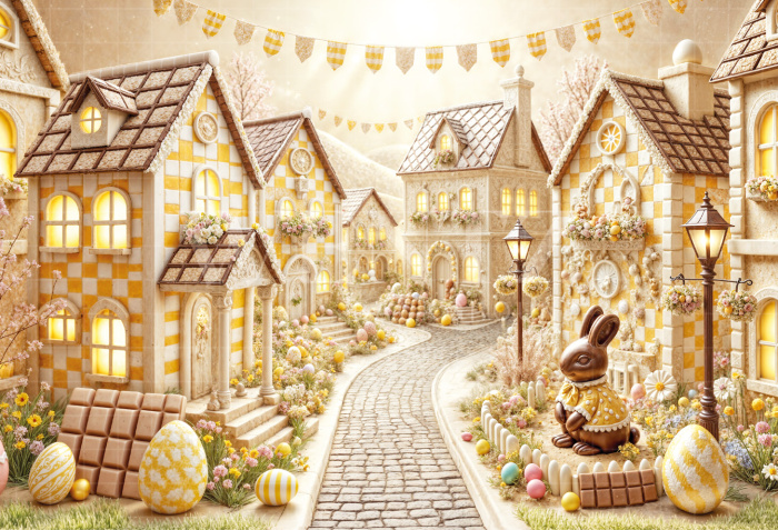 Fundo Fotográfico em Tecido Vila de Páscoa / Backdrop 6785