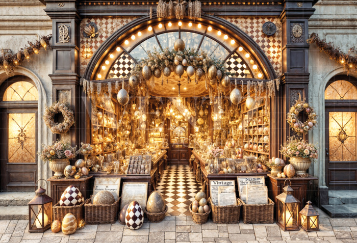 Fundo Fotográfico em Tecido Loja de Páscoa / Backdrop 6804