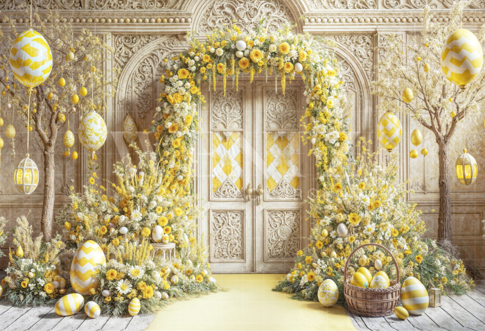 Fundo Fotográfico em Tecido Fachada de Páscoa / Backdrop 6808