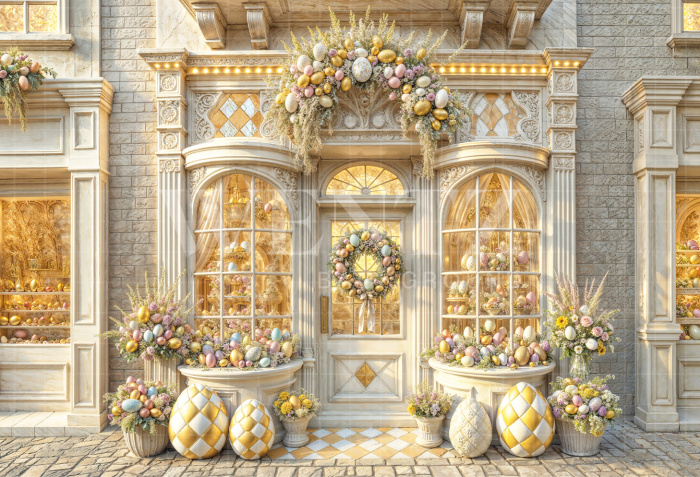 Fundo Fotográfico em Tecido Fachada de Páscoa / Backdrop 6782