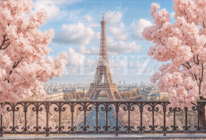 Fundo Fotográfico em Tecido Primavera em Paris / Backdrop 7895