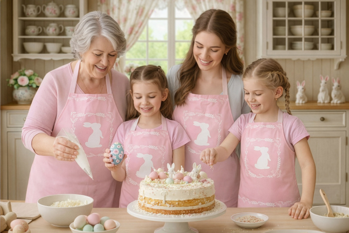 Kit 4 Aventais Família Páscoa / AW61